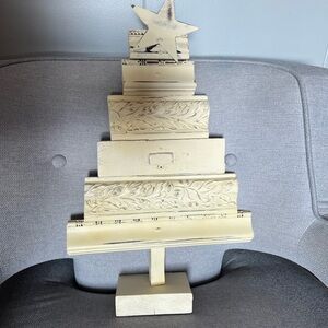 Rustic Cream Wooden Holiday Tree Decor